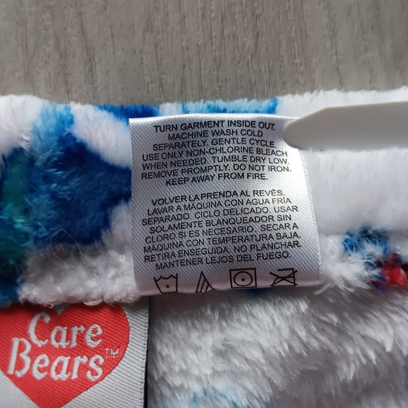 NEW Care Bears Christmas Fleece Pajama Pants Drawstring White Pink Blue Medium - Picture 10 of 12